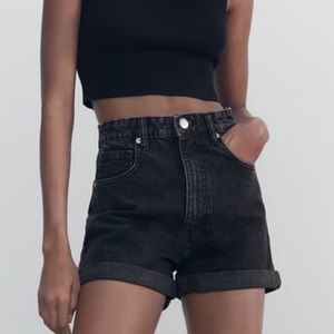 Zara High Waisted Mom Fit Jean Shorts